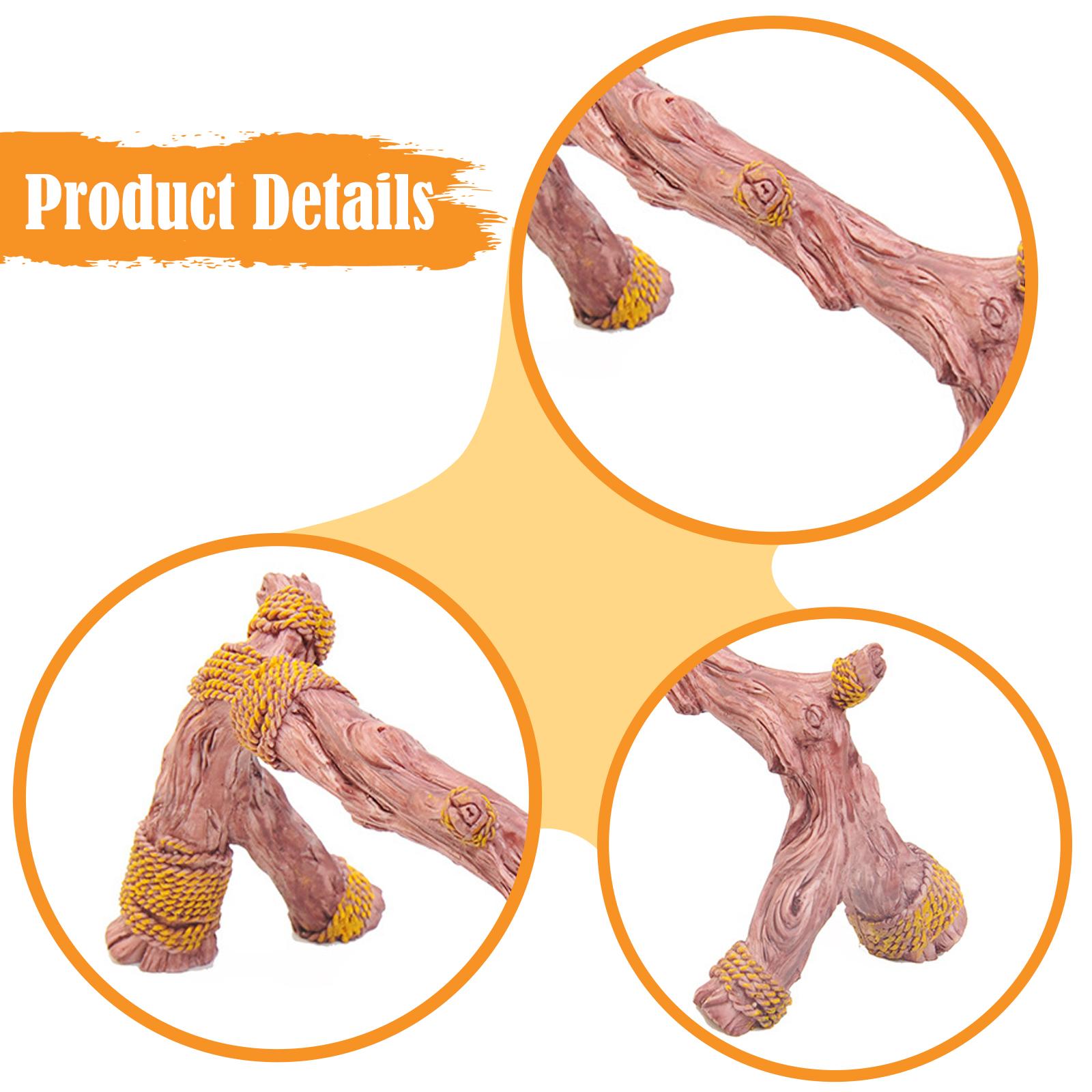 Aquarium Fish Hide - กิ่งไม้ปีนป่ายสำหรับงู ทำจากเรซินทนทาน ลายไม้ ใช้เป็นที่ซ่อนและพักผ่อนสำหรับเต่า เทอร์ราเรียม คอกกิ้งก่า