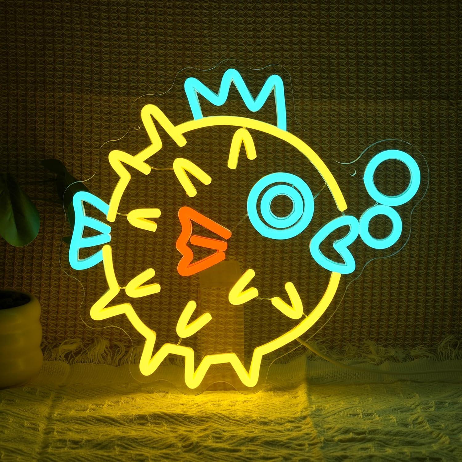 Aquarium Fish Restaurant - ป้ายไฟนีออนรูปปลาปักเป้า ไฟ LED ปรับความสว่างได้ สำหรับห้องนอน ห้องเด็ก