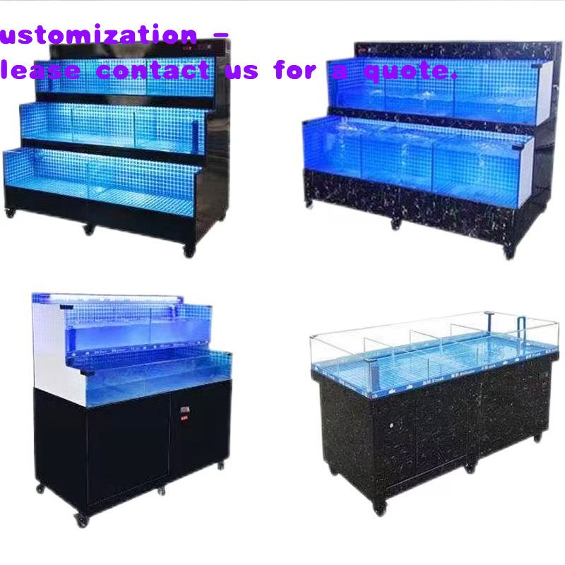 Aquarium Fish Restaurant - ตู้ปลาสี่เหลี่ยมสีดำแบบกำหนดเองสำหรับปลา ล็อบสเตอร์ อาหารทะเลสด ร้านอาหาร ซูเปอร์มาร์เก็ต ใช้กลางแจ้งได้สามชั้น