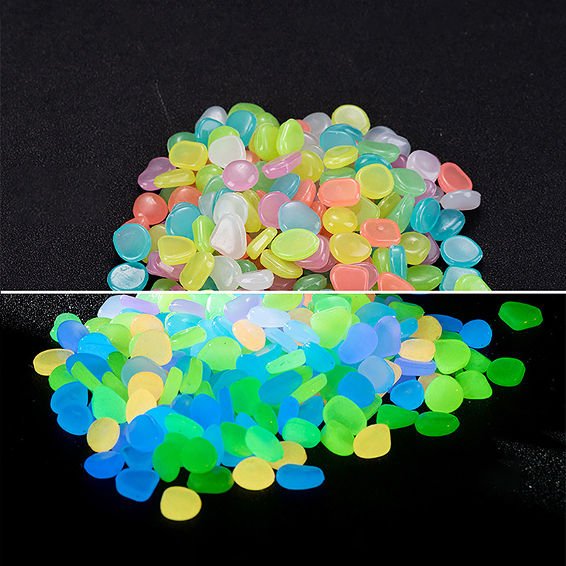 Aquarium Fish Accessories - C 100 ชิ้น ของตกแต่งสวน หินเรืองแสงในที่มืด หินกรวดตกแต่ง