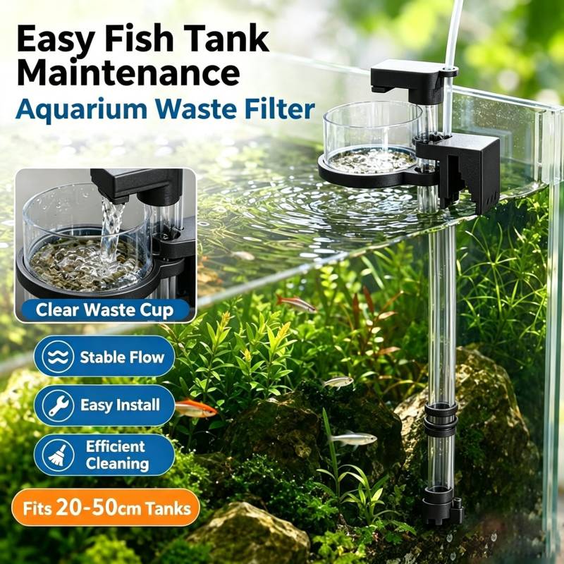 Aquarium Fish Waste Collector - เครื่องเก็บขยะปลาในตู้ปลาแบบถอดได้ พร้อมระบบกรองน้ำและตัวกรองน้ำผิวดิน ปรับความยาวได้
