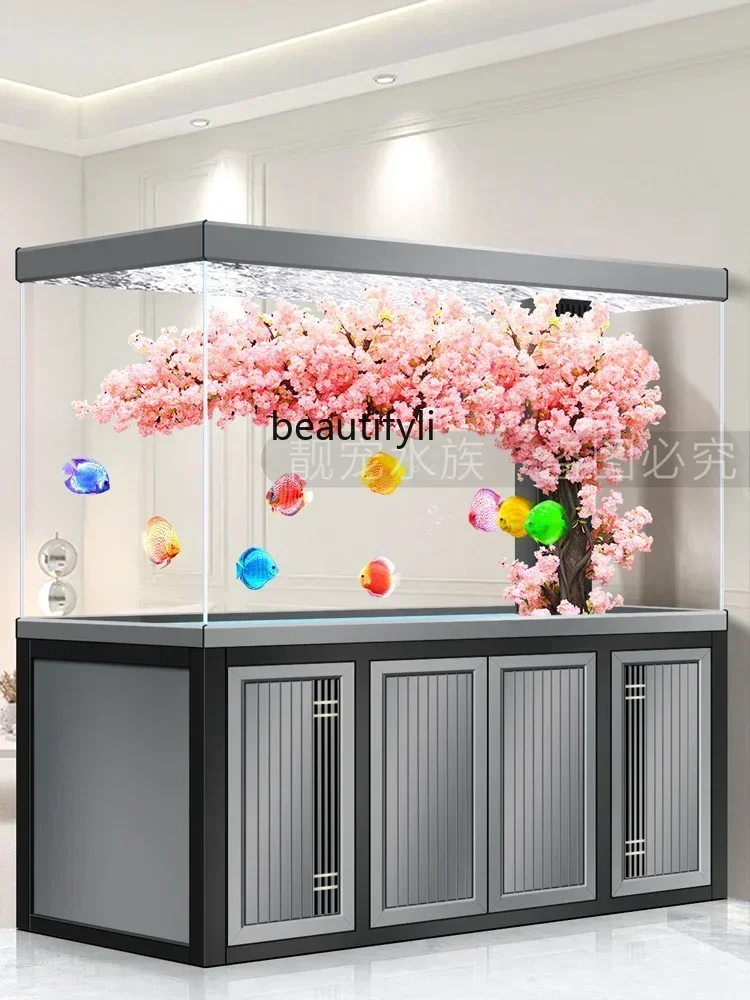 Xchange Aquarium Fish - ตู้ปลาทรงมังกรหรูหราทันสมัย รุ่น X กระจกใสพิเศษ ตู้ปลาขนาดใหญ่สำหรับห้องนั่งเล่น ระบบกรองน้ำแบบเปลี่ยนน้ำด้านล่าง