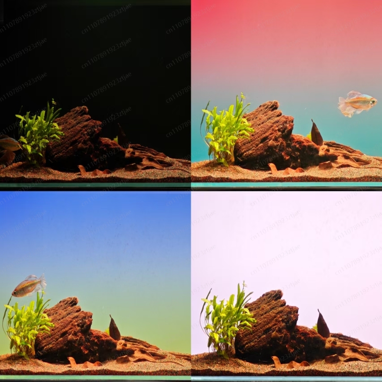 Aquarium Fish Light - แผงไฟอะคริลิคสีดำสำหรับตกแต่งตู้ปลา, ไฟ LED RGBW ปรับไล่เฉดสีได้ ควบคุมแยกส่วน