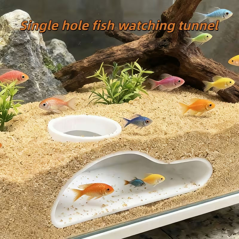 Aquarium Fish Hide - อุโมงค์ปลาสำหรับซ่อนตัวในตู้ปลา | ของตกแต่งรูปทรงโค้งตามธรรมชาติสำหรับปลากัด ปลากูปี้ และปลาเบตล์เลนโนส เพลโคส