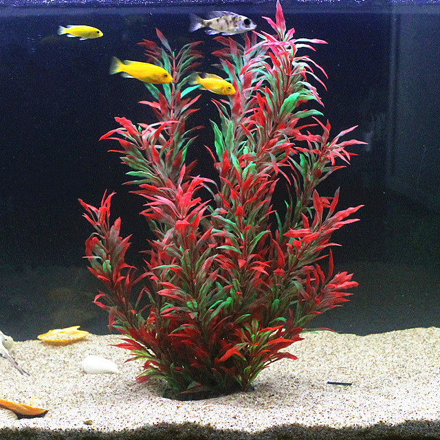 Aquarium Fish Guppy - 50 ซม.ถังปลาประดิษฐ์พืชหายากAquariumปลอมไม้ไผ่น้ําหญ้าพลาสติกสีม่วงสีเขียวหญ้าน้ําภูมิทัศน์Decor