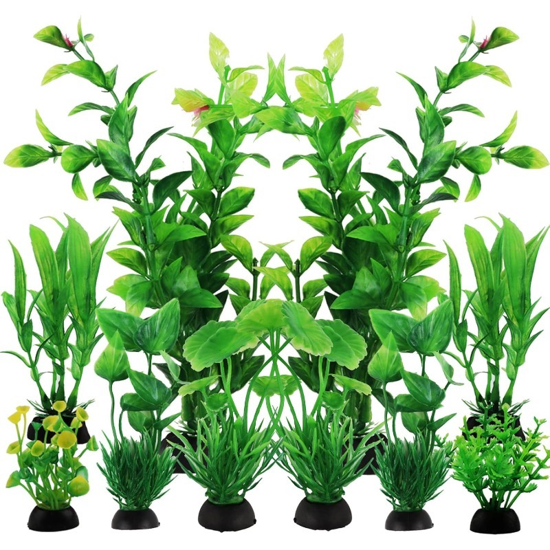 Aquarium Fish Accessories - 10/20 ชิ้นพืชประดับตู้ปลาประดิษฐ์พลาสติกสีเขียวจำลองหญ้าน้ำตกแต่งตู้ปลา DIY อุปกรณ์ตกแต่งบ้าน