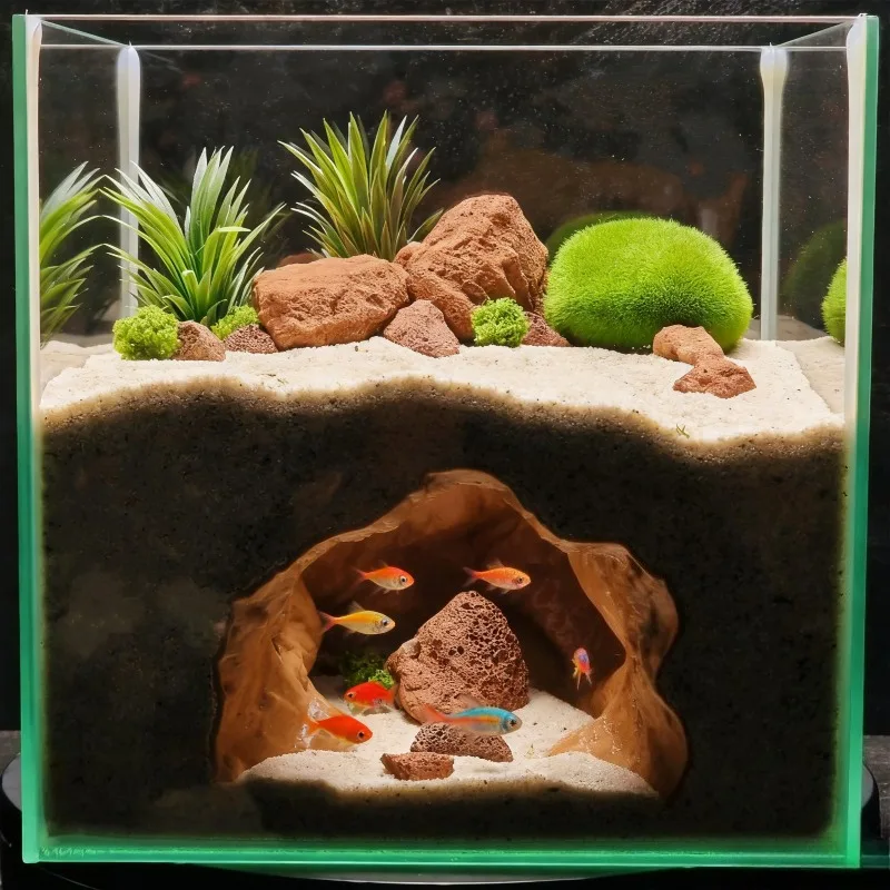 ของตกแต่งตู้ปลาแบบถ้ำหลุมบ่อ - - Aquarium Fish Cave บทวิจารณ์และราคา