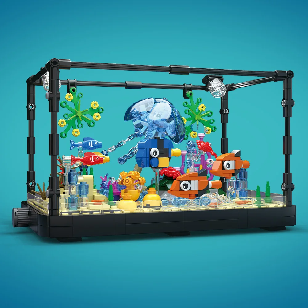ชุดบล็อกตัวต่อตู้ปลาพร้อมไฟ，ตู - Aquarium Fish Light บทวิจารณ์และราคา