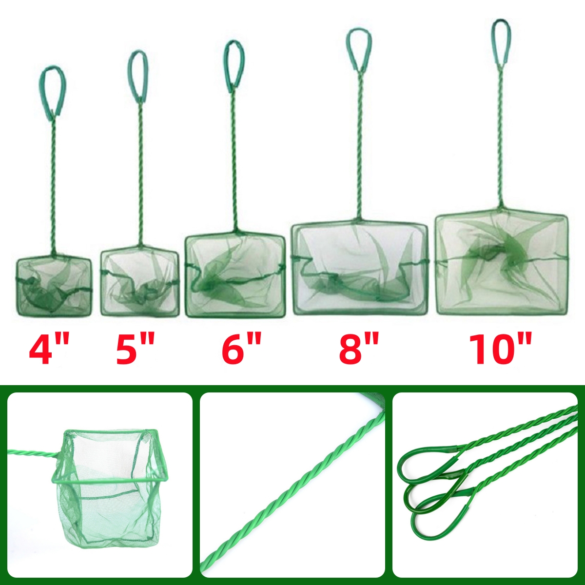 3 ~ 10 นิ้วแบบพกพาไนลอนสีเขียว - Aquarium Fish Maintenance บทวิจารณ์และราคา