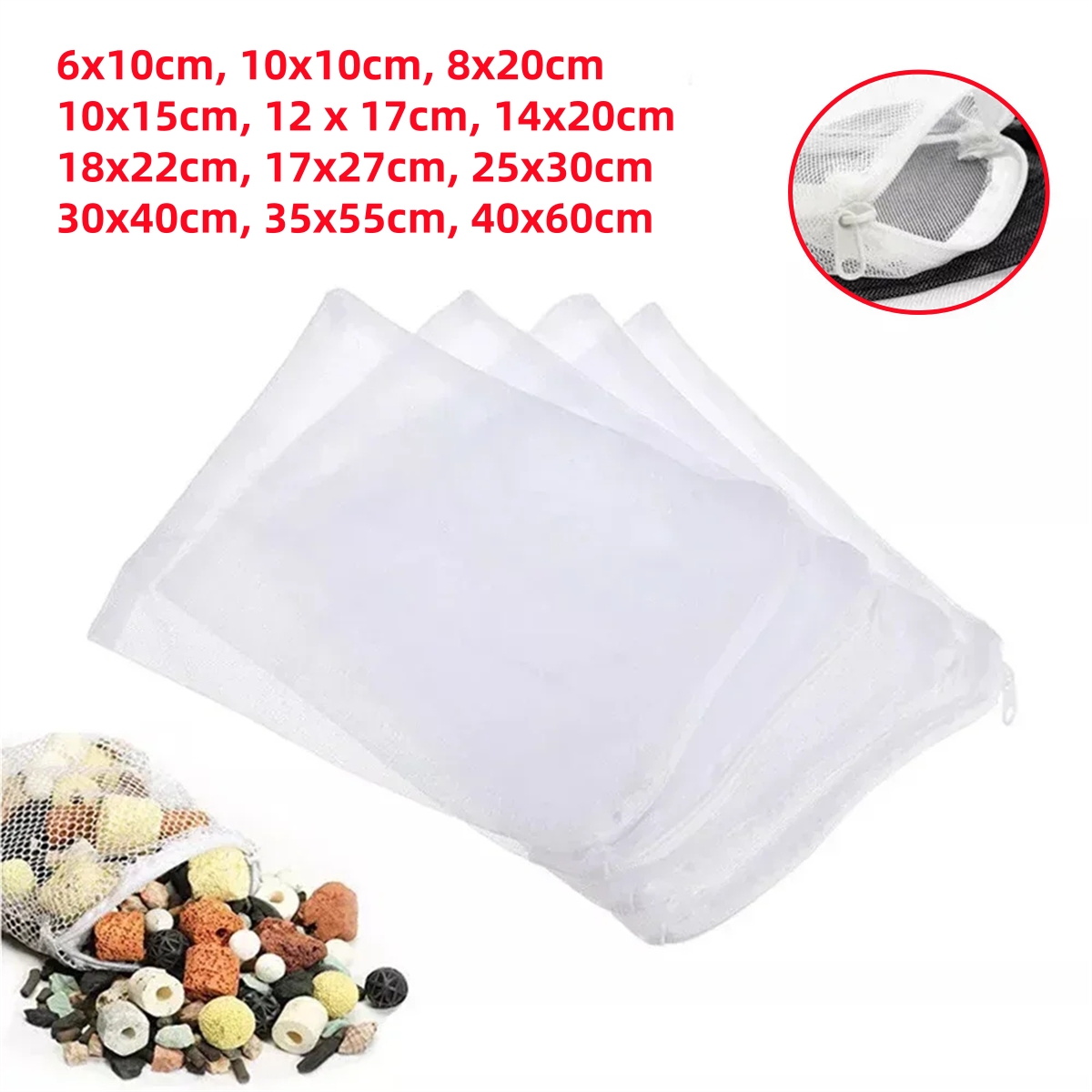 1/5Pcs Aquarium ถุงกรองซิป 100 - Aquarium Fish Cave บทวิจารณ์และราคา